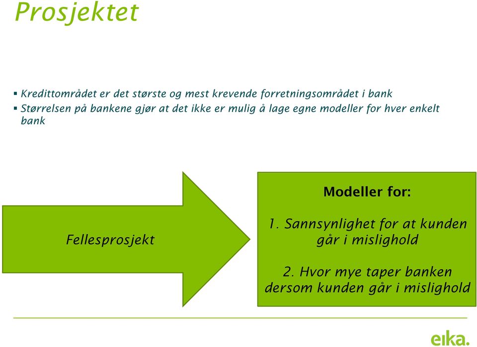 for hver enkelt bank Modeller for: Fellesprosjekt 1.