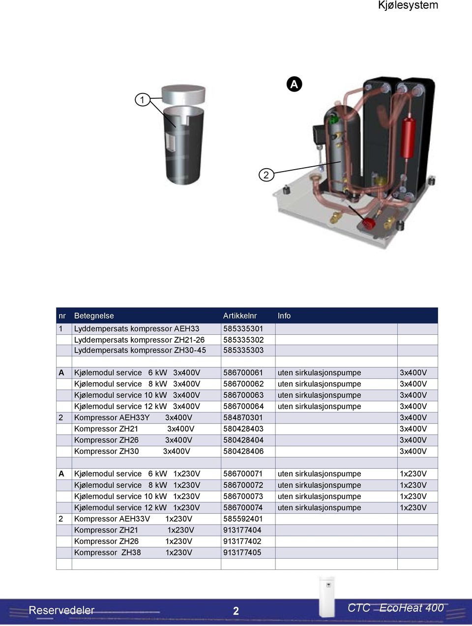 sirkulasjonspumpe x00v Kompressor AEHY x00v 588700 x00v Kompressor ZH x00v 58080 x00v Kompressor ZH6 x00v 58080 x00v Kompressor ZH0 x00v 580806 x00v A Kjølemodul service 6 kw x0v 58670007 uten