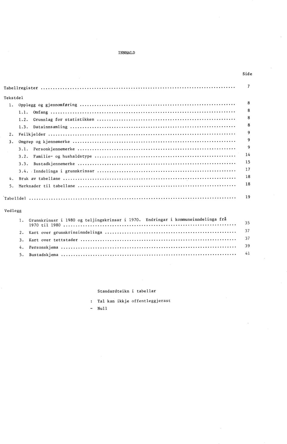 Merknader til tabellane 7 8 8 8 8 9 9 9 7 8 8 'Tabelldel 9 Vedlegg. Grunnkrinsar i 980 og teljingskrinsar i 970.