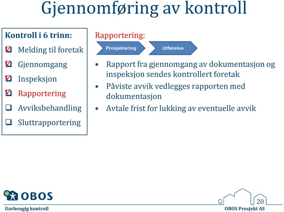 dokumentasjon og inspeksjon sendes kontrollert foretak Påviste avvik vedlegges