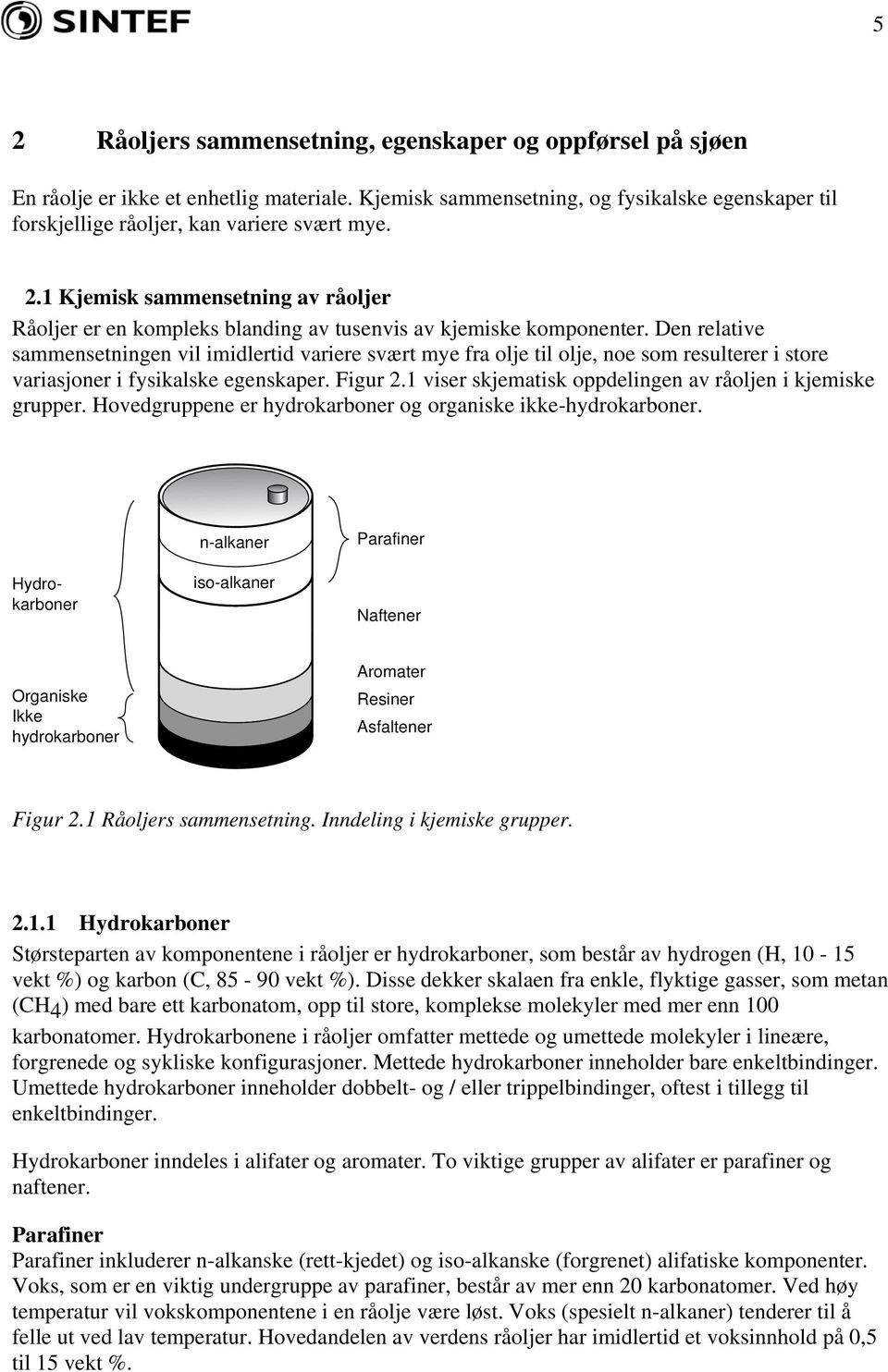 Den relative sammensetningen vil imidlertid variere svært mye fra olje til olje, noe som resulterer i store variasjoner i fysikalske egenskaper. Figur 2.