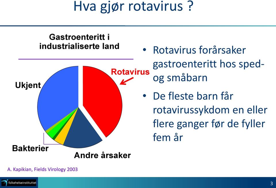 Kapikian, Fields Virology 2003 Rotavirus Andre årsaker Rotavirus