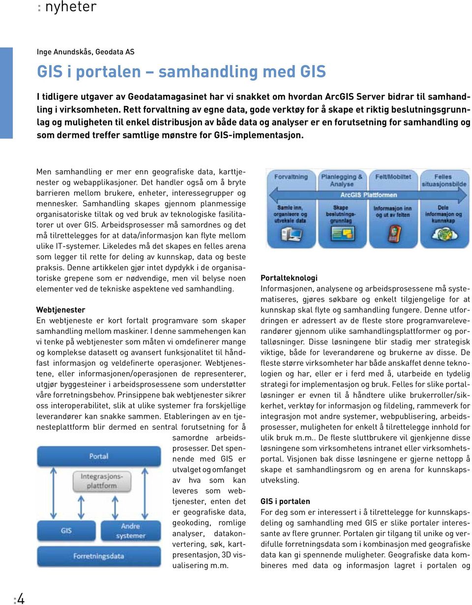 treffer samtlige mønstre for GIS-implementasjon. Men samhandling er mer enn geografiske data, karttjenester og webapplikasjoner.