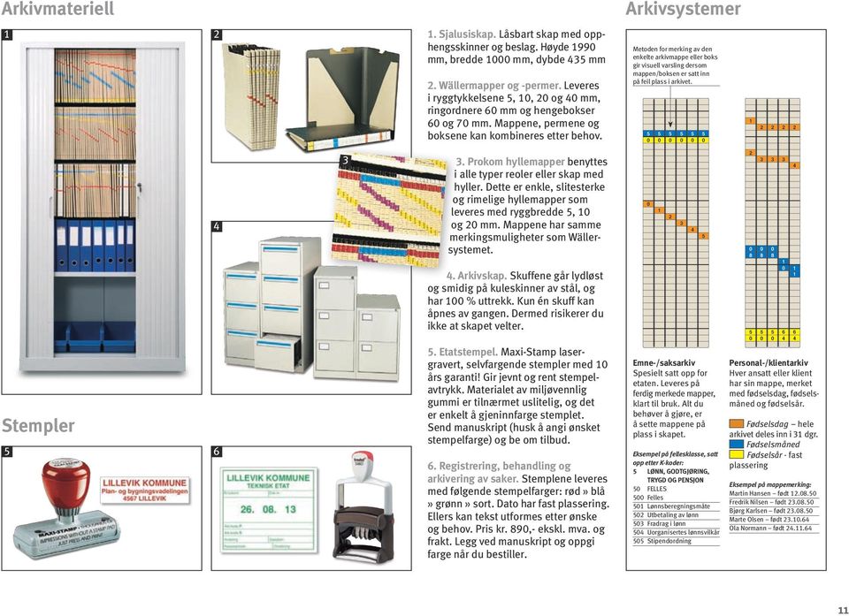 Metoden for merking av den enkelte arkivmappe eller boks gir visuell varsling dersom mappen/boksen er satt inn på feil plass i arkivet. 0 0 0 0 0 0 1 4.