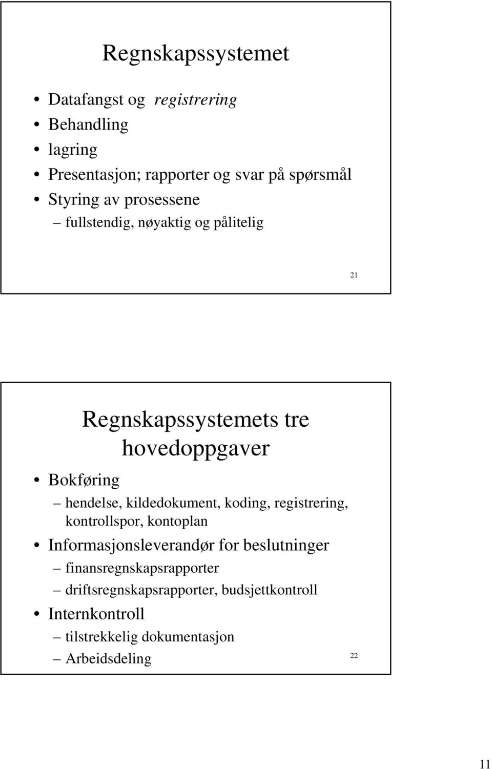 hendelse, kildedokument, koding, registrering, kontrollspor, kontoplan Informasjonsleverandør for beslutninger