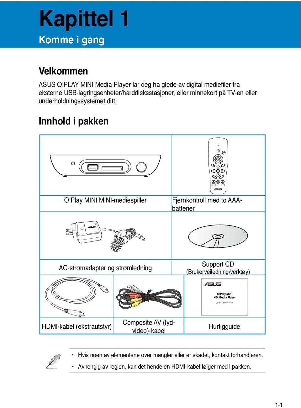 underholdningssystemet ditt. Innhold i pakken O!