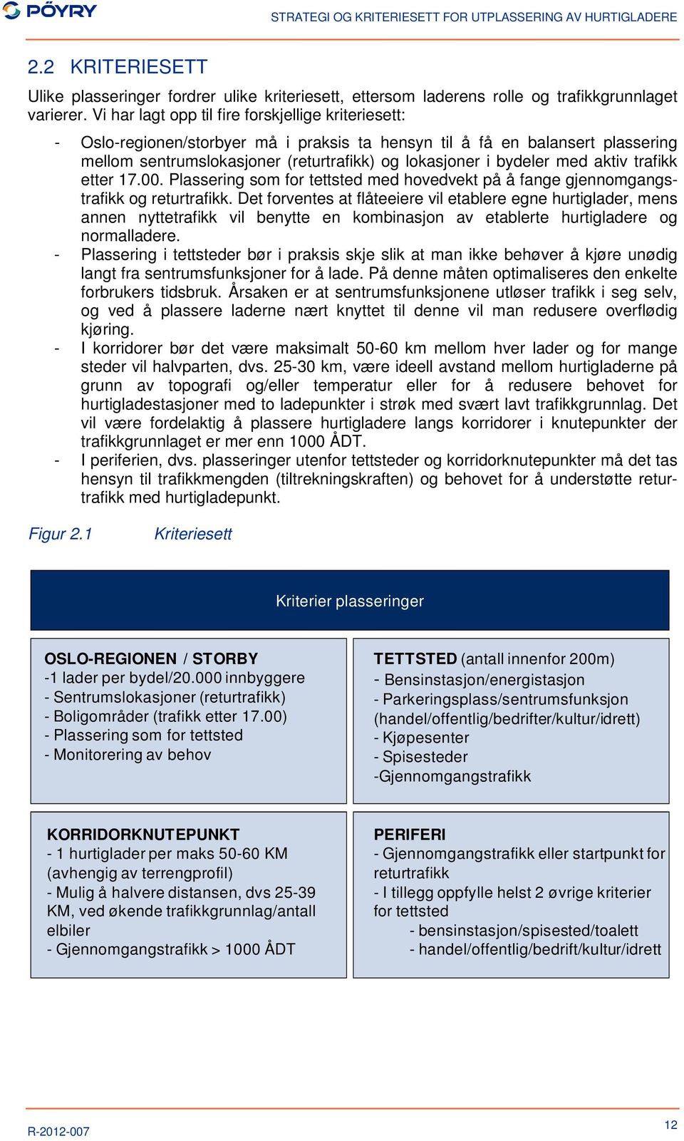 med aktiv trafikk etter 17.00. Plassering som for tettsted med hovedvekt på å fange gjennomgangstrafikk og returtrafikk.