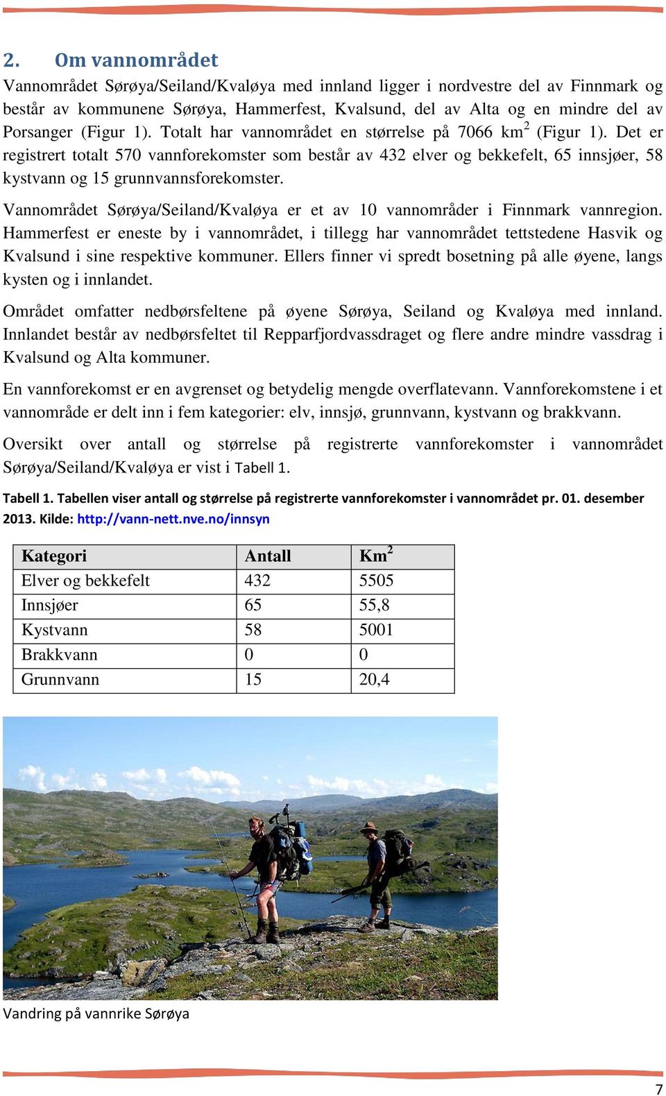 Det er registrert totalt 570 vannforekomster som består av 432 elver og bekkefelt, 65 innsjøer, 58 kystvann og 15 grunnvannsforekomster.