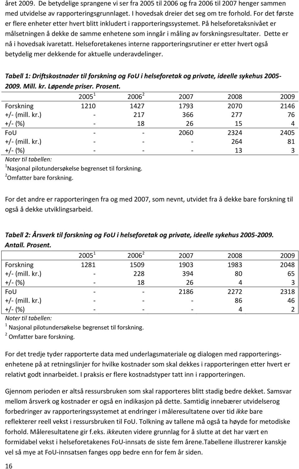 Dette er nå i hovedsak ivaretatt. Helseforetakenes interne rapporteringsrutiner er etter hvert også betydelig mer dekkende for aktuelle underavdelinger.