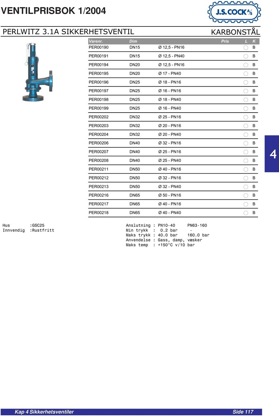 B PER00198 DN25 Ø 18 - PN0 B PER00199 DN25 Ø 16 - PN0 B PER00202 DN32 Ø 25 - PN16 B PER00203 DN32 Ø 20 - PN16 B PER0020 DN32 Ø 20 - PN0 B PER00206 DN0 Ø 32 - PN16 B PER00207 DN0 Ø 25 - PN16 B