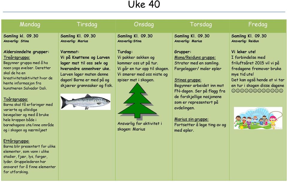 Toårsgruppa: Barna skal få erfaringer med varierte og allsidige bevegelser og med å bruke hele kroppen både i barnehagens ute/inne område og i skogen og nærmiljøet Larven lager maten denne skjærer