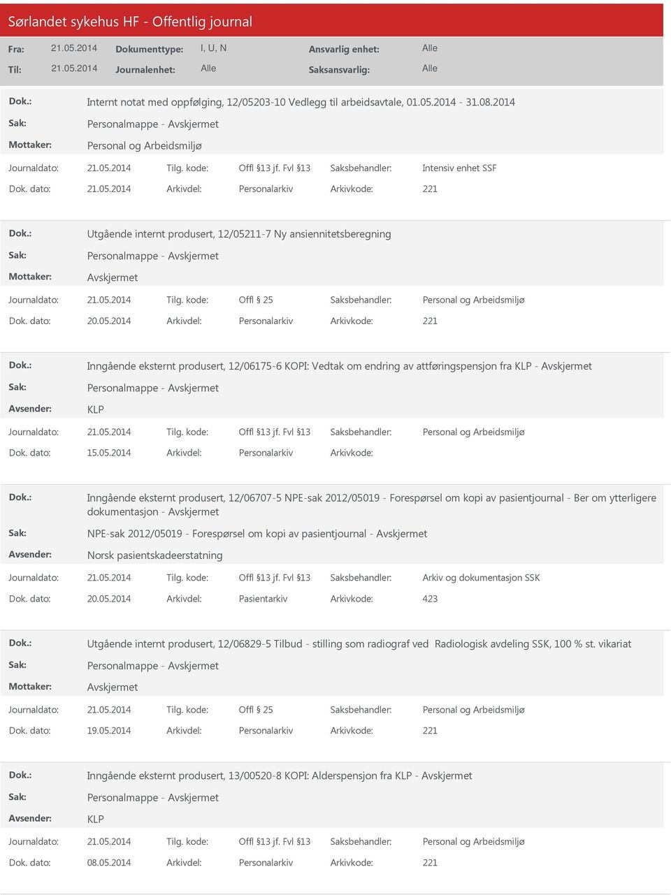 11-7 Ny ansiennitetsberegning Personalmappe - Dok. dato: 20.05.