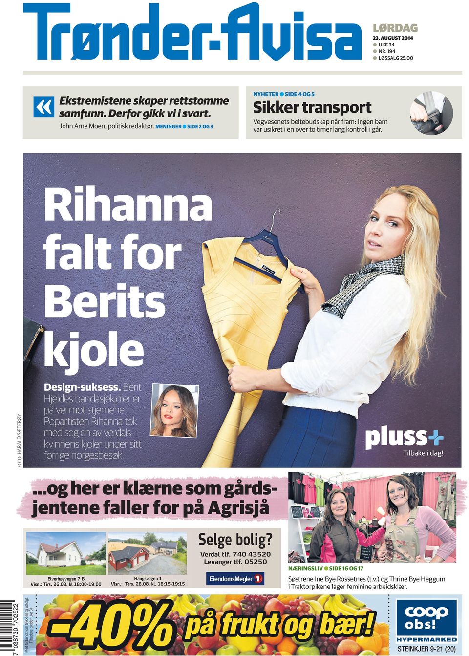 Rihanna falt for Berits kjole FOTO: HARALD SÆTERØY Design-suksess. Berit Hjeldes bandasjekjoler er på vei mot stjernene.