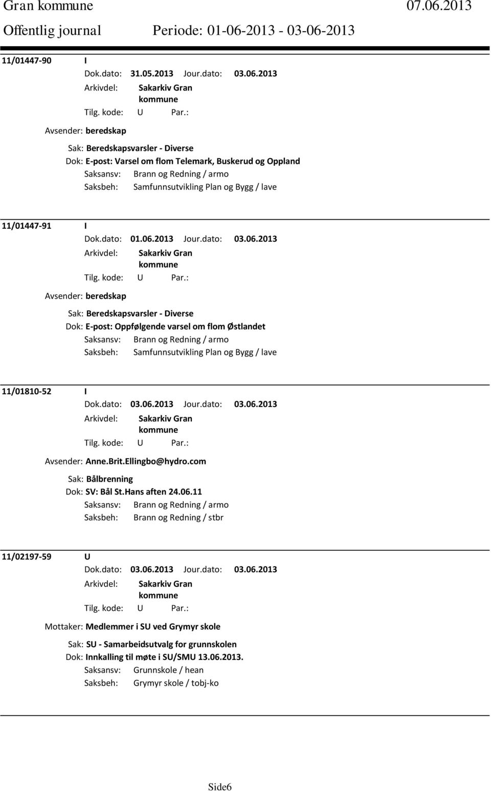 Bygg / lave 11/01447-91 I Dok.dato: 01.06.