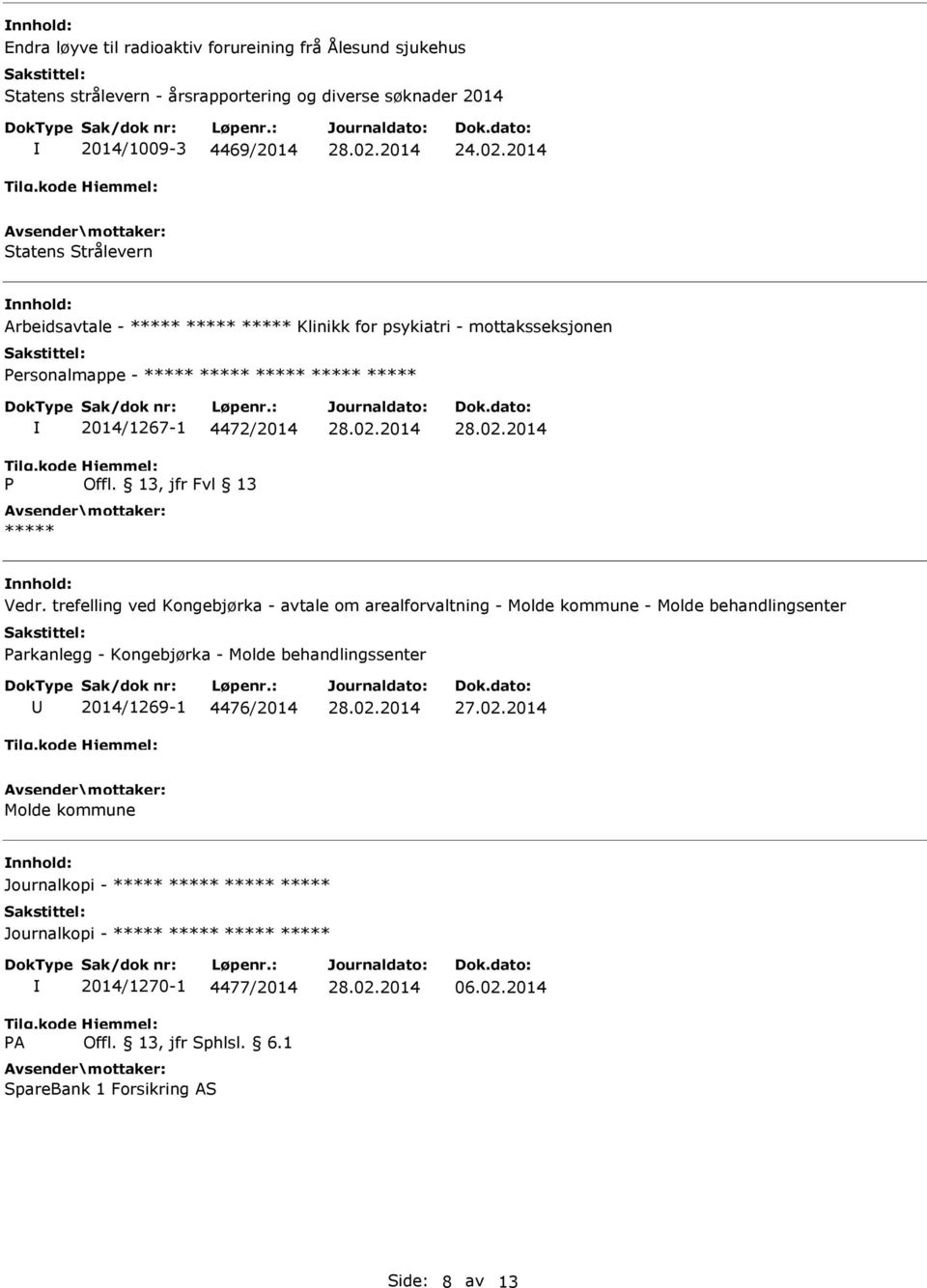 trefelling ved Kongebjørka - avtale om arealforvaltning - Molde kommune - Molde behandlingsenter arkanlegg - Kongebjørka - Molde