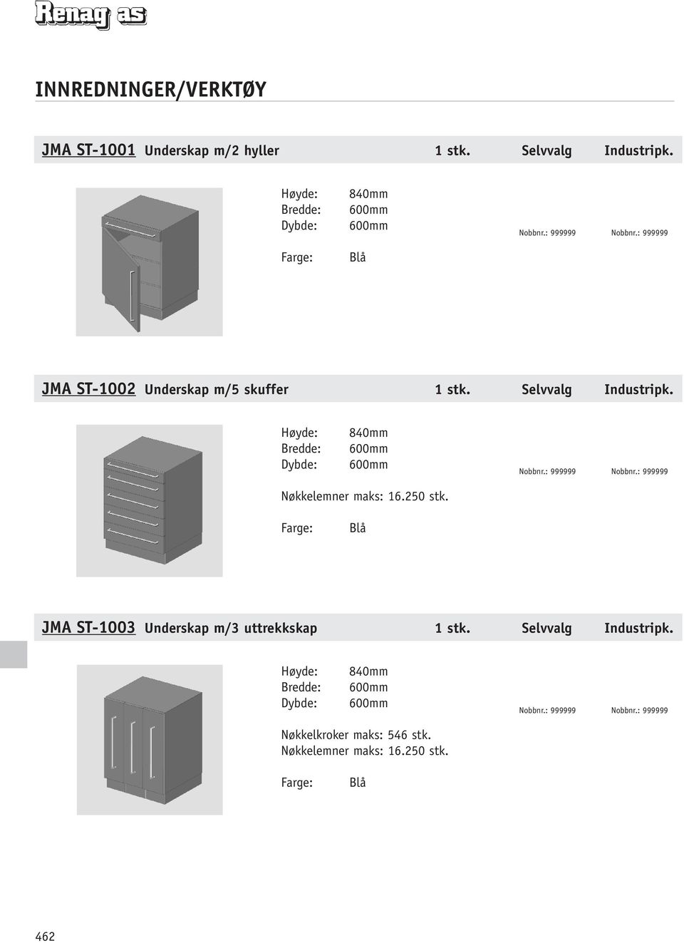 840mm Nøkkelemner maks: 16.250 stk.