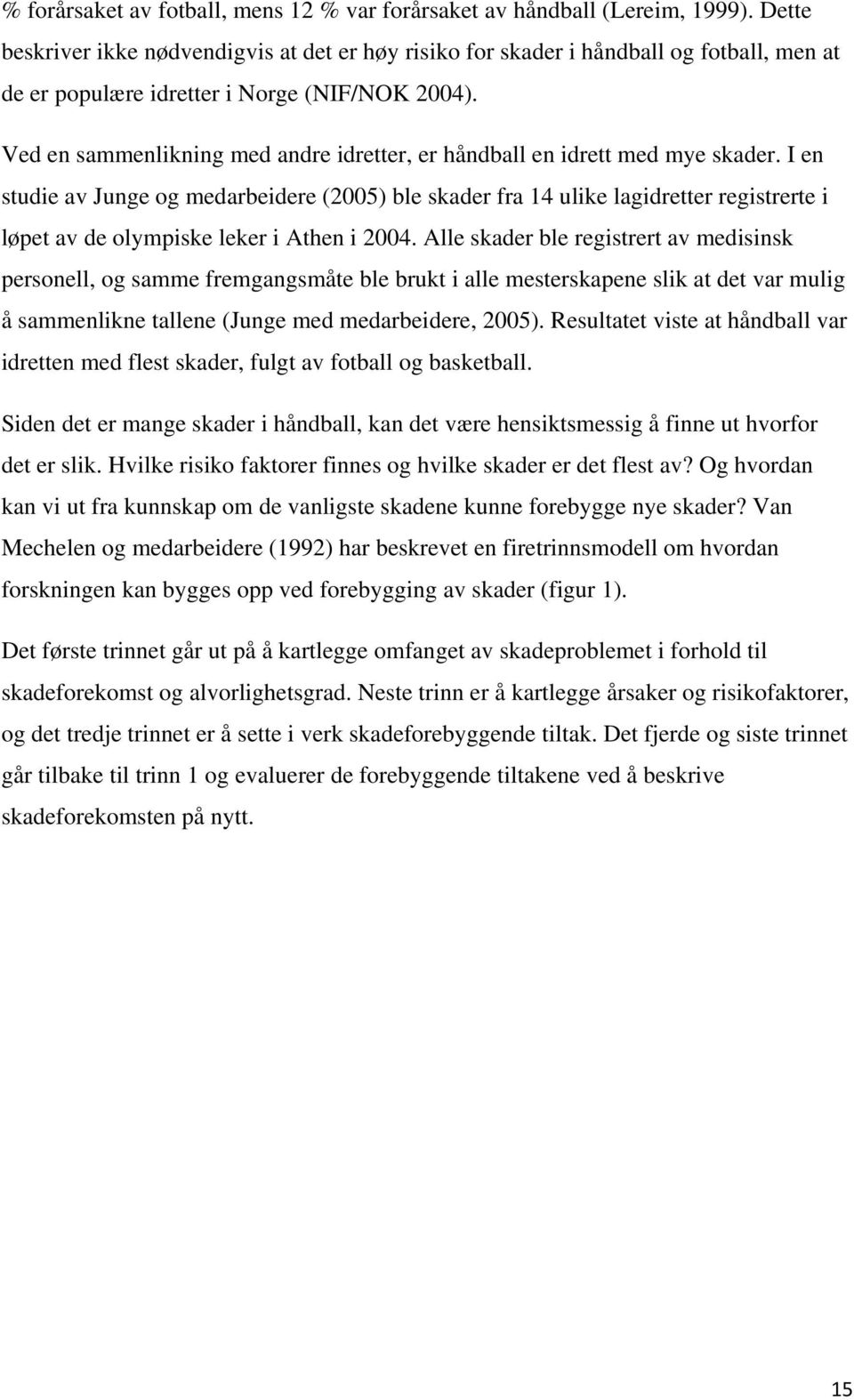 Ved en sammenlikning med andre idretter, er håndball en idrett med mye skader.