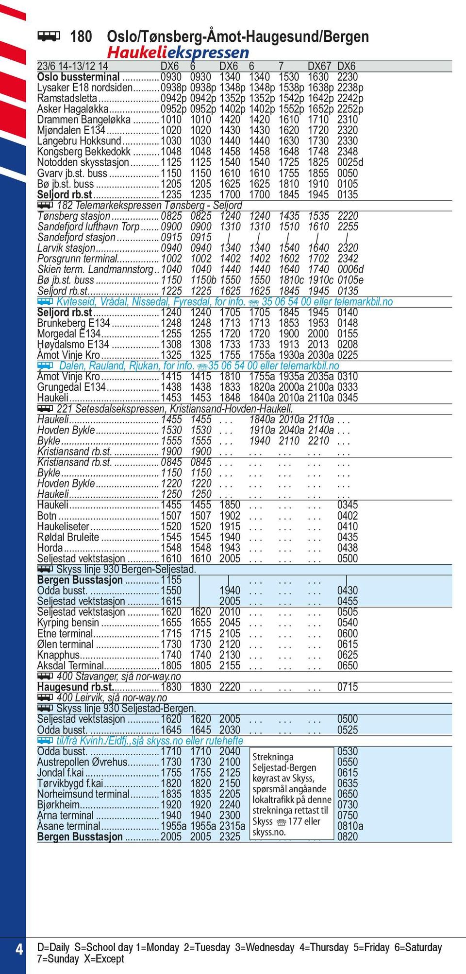 ..1010 1010 1420 1420 1610 1710 2310 Mjøndalen E134...1020 1020 1430 1430 1620 1720 2320 Langebru Hokksund...1030 1030 1440 1440 1630 1730 2330 Kongsberg Bekkedokk.