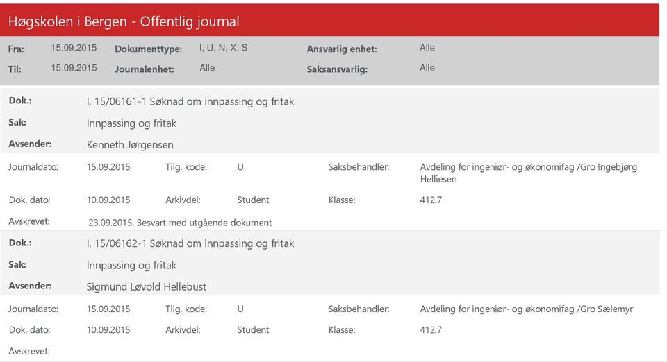 2015 Arkivdel: Student 23.09.