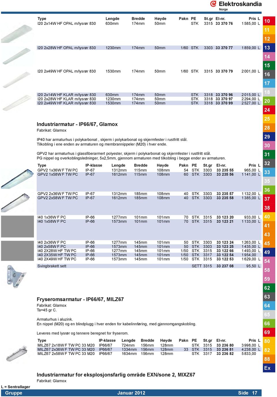 KLAR m/lysrør 8 0mm 4mm 50mm STK 0 96 2 0,00 L I 2xW HF KLAR m/lysrør 8 mm 4mm 50mm STK 0 97,00 L I 2xW HF KLAR m/lysrør 8 mm 4mm 50mm STK 0 99 2 527,00 L Industriarmatur - IP/67, Glamox IP har