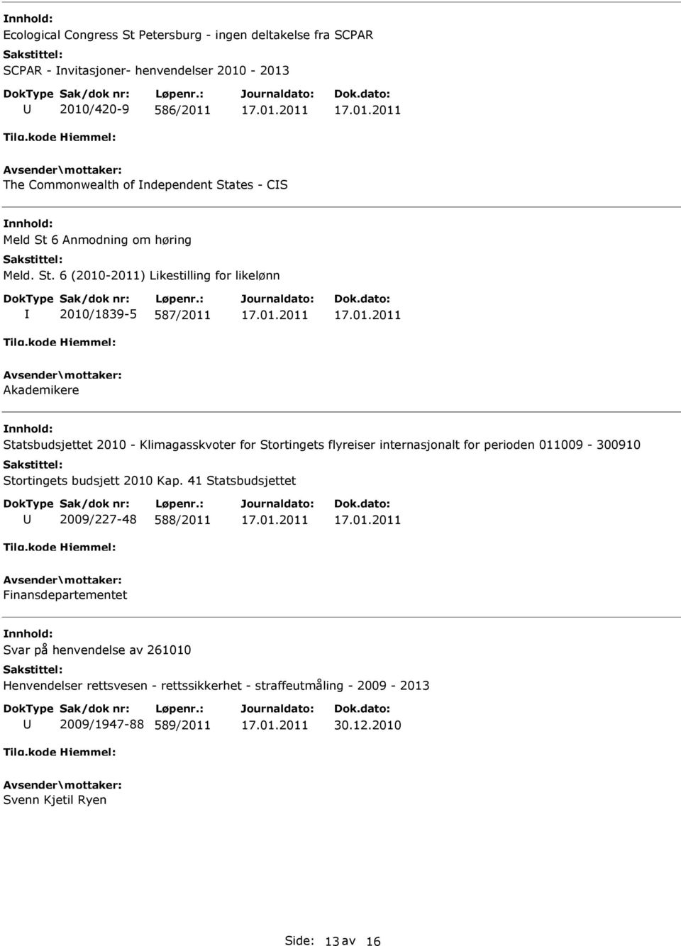 6 Anmodning om høring Meld. St.