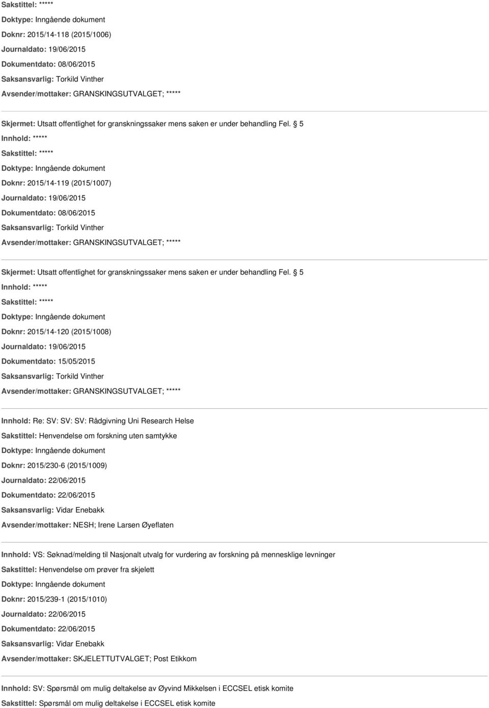 Øyeflaten Innhold: VS: Søknad/melding til Nasjonalt utvalg for vurdering av forskning på mennesklige levninger Sakstittel: Henvendelse om prøver fra skjelett Doknr: 2015/239-1 (2015/1010)