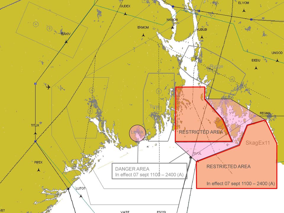 Meteorologisk Institutt Colorline Dep Larvik Kommuner Kystverket POD Torp Østfold og Vestfold PD Redningsselskapet Sivilforsvaret