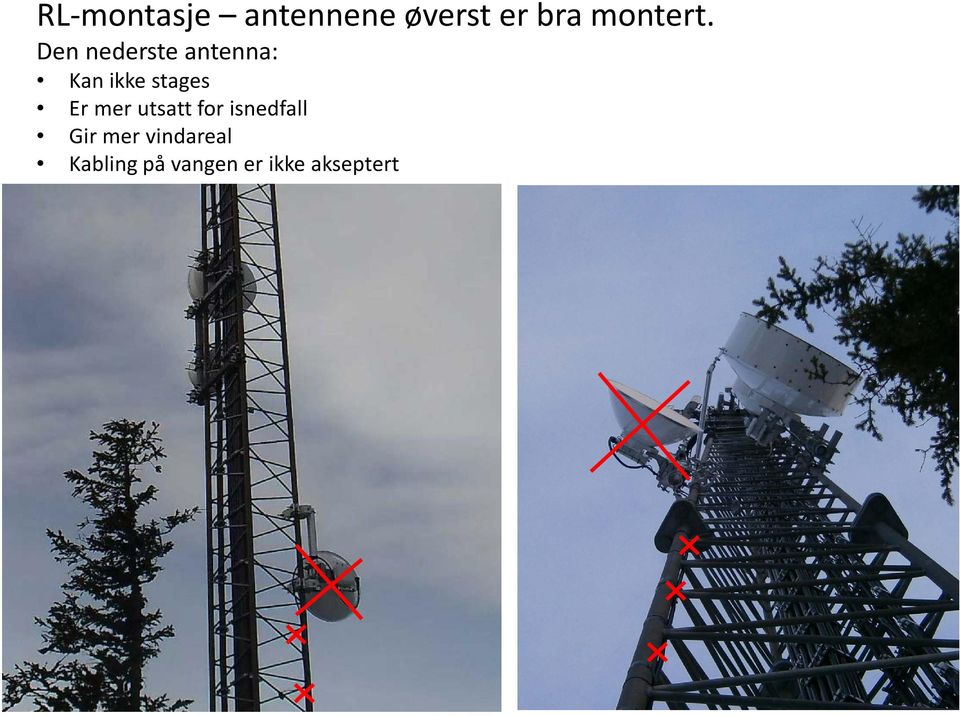 Den nederste antenna: Kan ikke stages Er