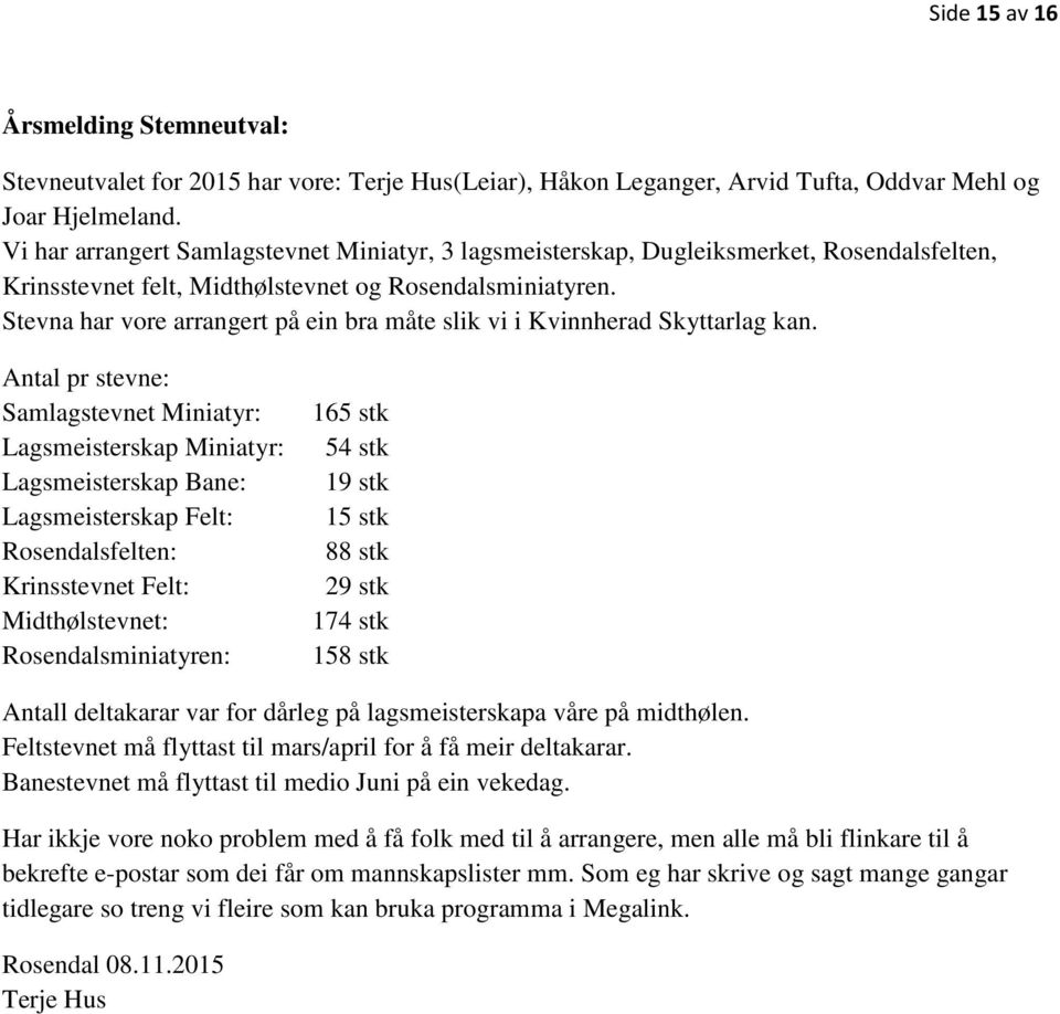 Stevna har vore arrangert på ein bra måte slik vi i Kvinnherad Skyttarlag kan.