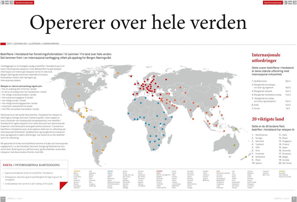 I kartleggingen er et strategisk utvalg av bedrifter i Hordaland spurt om deres internasjonale relasjoner.