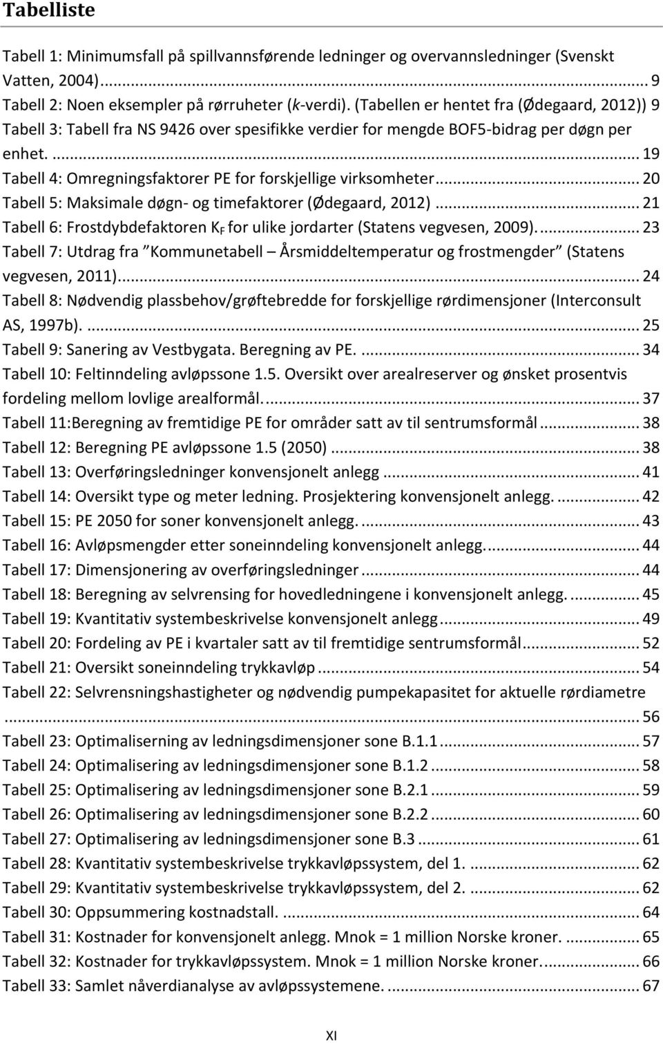 ... 19 Tabell 4: Omregningsfaktorer PE for forskjellige virksomheter... 20 Tabell 5: Maksimale døgn- og timefaktorer (Ødegaard, 2012).