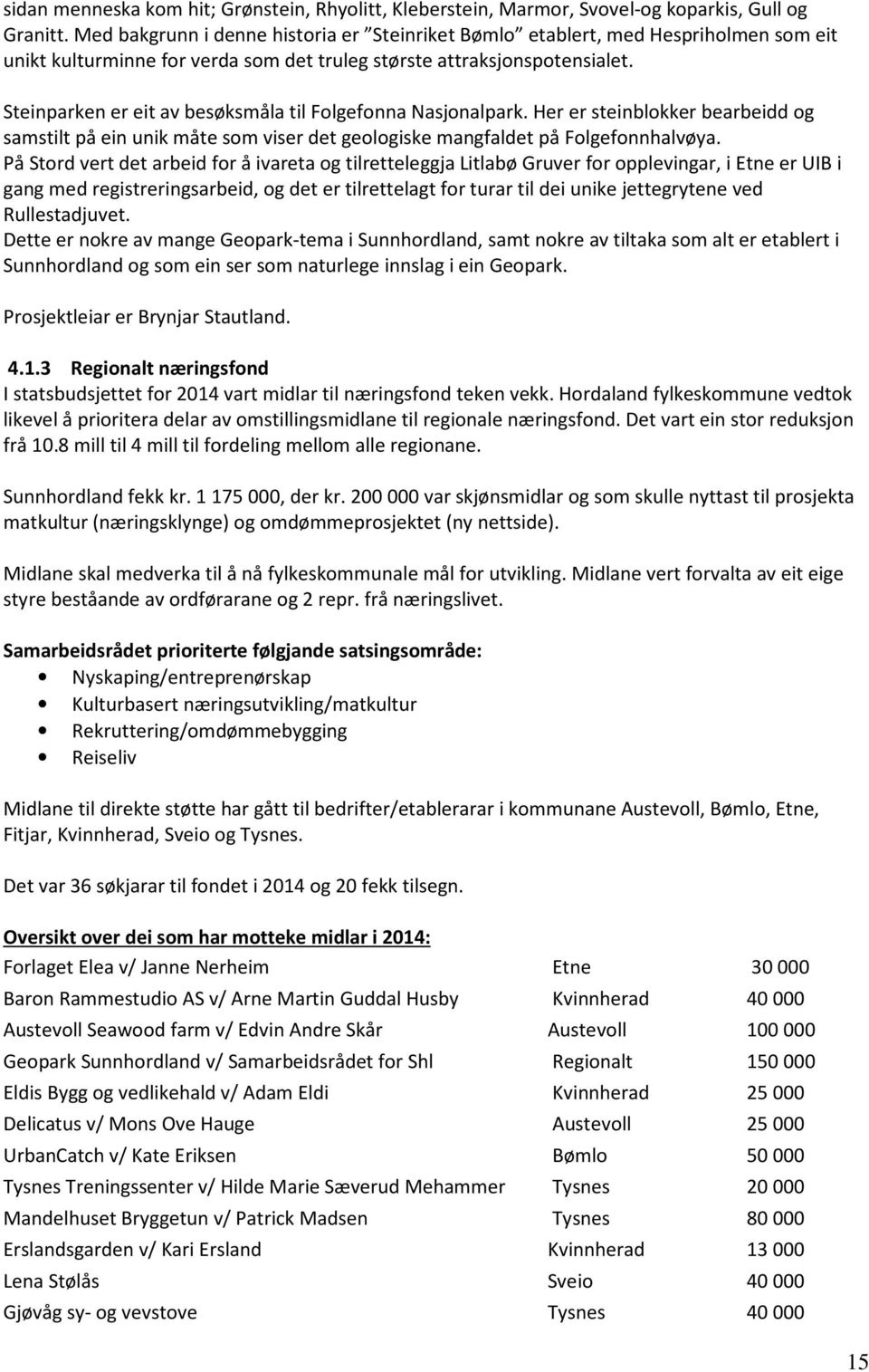 Steinparken er eit av besøksmåla til Folgefonna Nasjonalpark. Her er steinblokker bearbeidd og samstilt på ein unik måte som viser det geologiske mangfaldet på Folgefonnhalvøya.