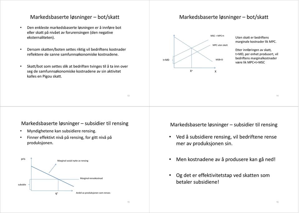 Skatt/bot som settes slik at bedriften bdif tvinges til å ta inn over seg de samfunnsøkonomiske kostnadene av sin aktivitet kallesen en Pigouskatt.