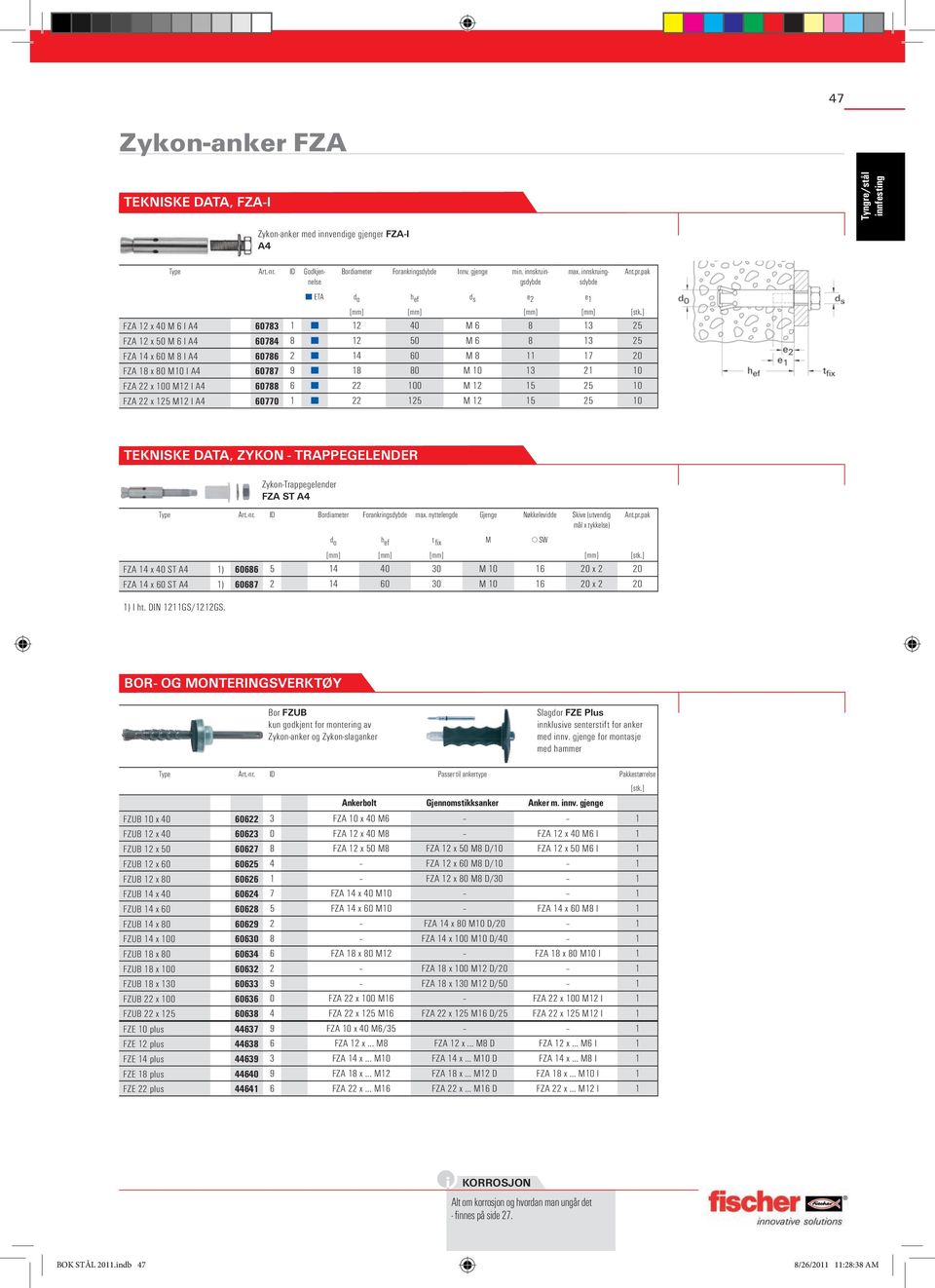 ] FZA 12 x 40 M 6 I A4 60783 1 12 40 M 6 8 13 25 FZA 12 x 50 M 6 I A4 60784 8 12 50 M 6 8 13 25 FZA 14 x 60 M 8 I A4 60786 2 14 60 M 8 11 17 20 FZA 18 x 80 M10 I A4 60787 9 18 80 M 10 13 21 10 FZA 22