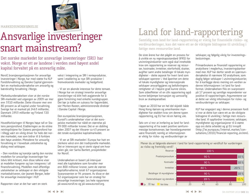 Norsif, bransjeorganisasjonen for ansvarlige investeringer i Norge, har med støtte fra KLP Fondsforvaltning og Danske Capital gjennomført en markedsundersøkelse om ansvarlig og bærekraftig