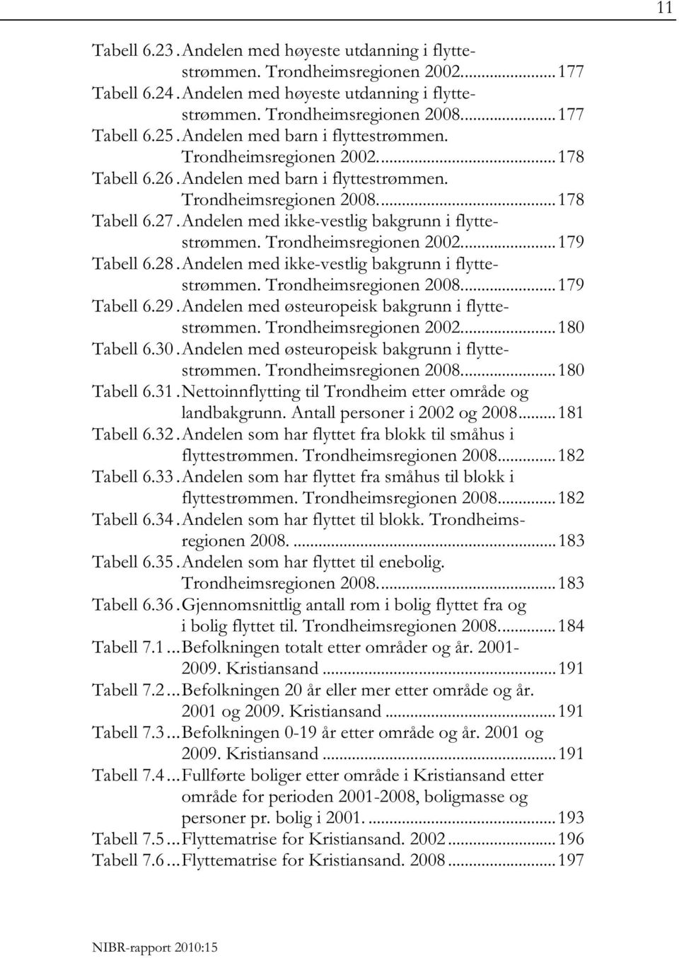 Andelen med ikke-vestlig bakgrunn i flyttestrømmen. Trondheimsregionen 2002.... 179 Tabell 6.28. Andelen med ikke-vestlig bakgrunn i flyttestrømmen. Trondheimsregionen 2008.... 179 Tabell 6.29.