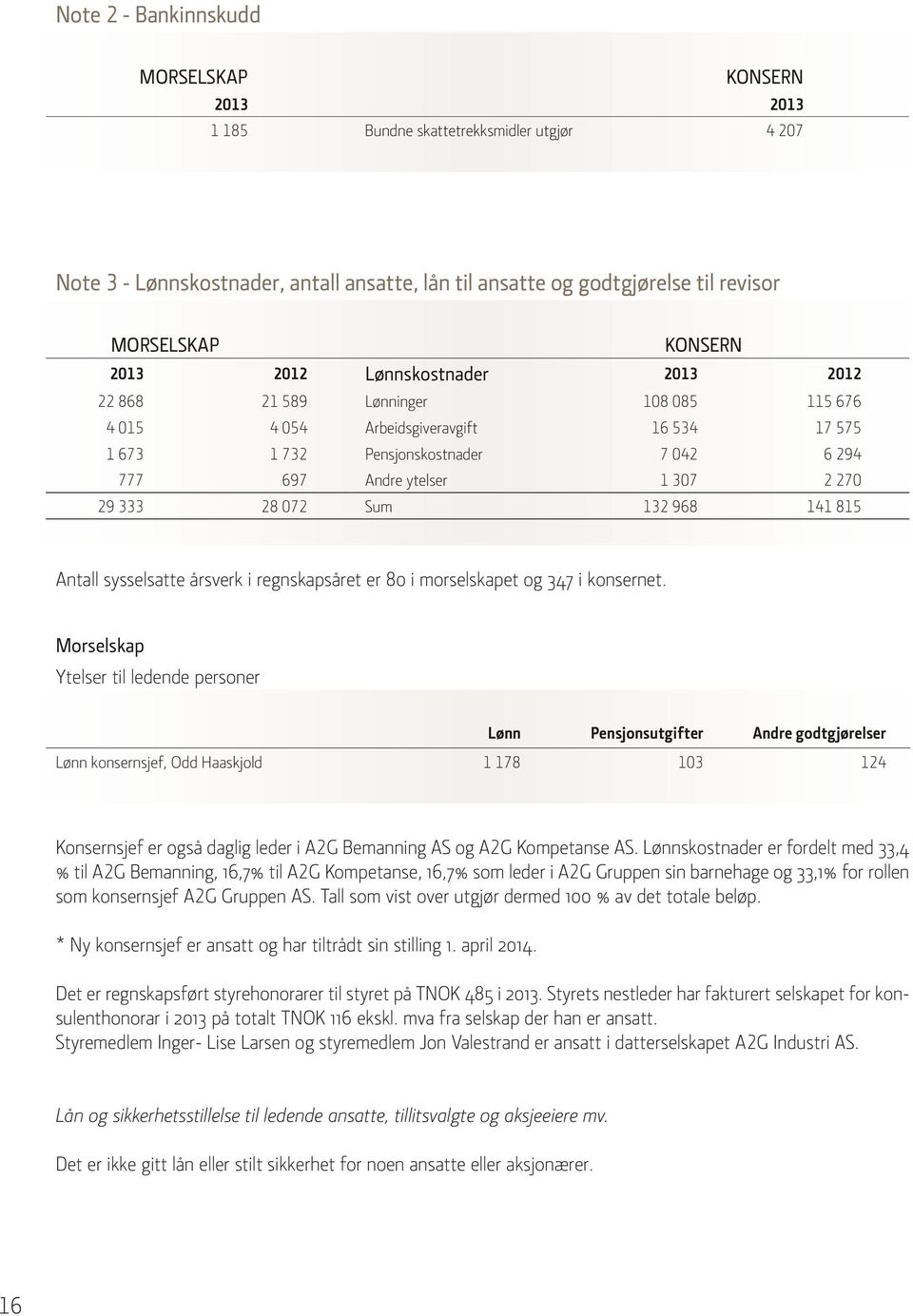 Antall sysselsatte årsverk i regnskapsåret er 8 i morselskapet og 347 i konsernet.