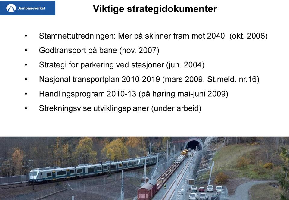 2004) Nasjonal transportplan 2010-2019 (mars 2009, St.meld. nr.