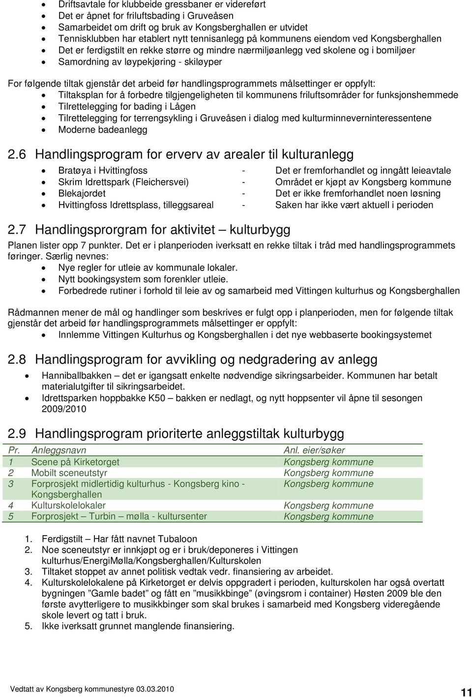 arbeid før handlingsprogrammets målsettinger er oppfylt: Tiltaksplan for å forbedre tilgjengeligheten til kommunens friluftsområder for funksjonshemmede Tilrettelegging for bading i Lågen