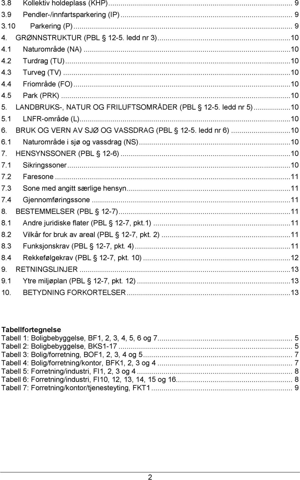 ..10 6.1 Naturområde i sjø og vassdrag (NS)...10 7. HENSYNSSONER (PBL 12-6)...10 7.1 Sikringssoner...10 7.2 Faresone...11 7.3 Sone med angitt særlige hensyn...11 7.4 Gjennomføringssone...11 8.