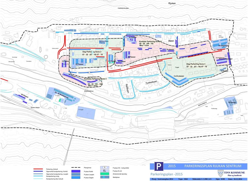 Dagtid EL B P-plass HC - lovlig skiltet P-plass EL-bil Ambulerende kjøretøy Bobilplass 2015 Parkeringsplan