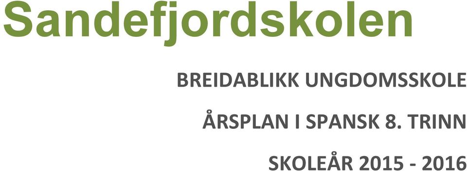 UNGDOMSSKOLE ÅRSPLAN