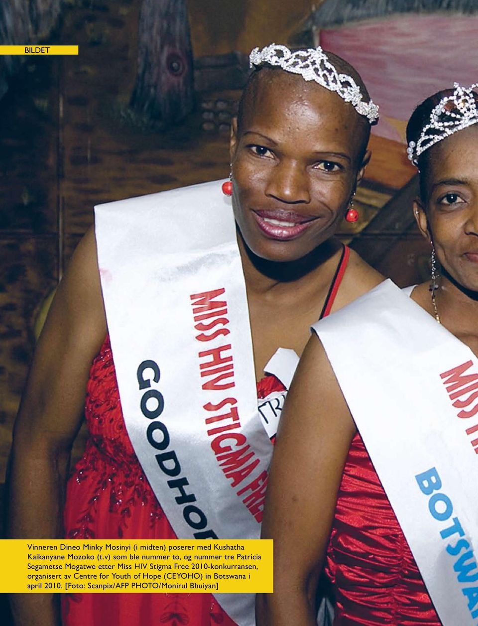 v) som ble nummer to, og nummer tre Patricia Segametse Mogatwe etter Miss HIV