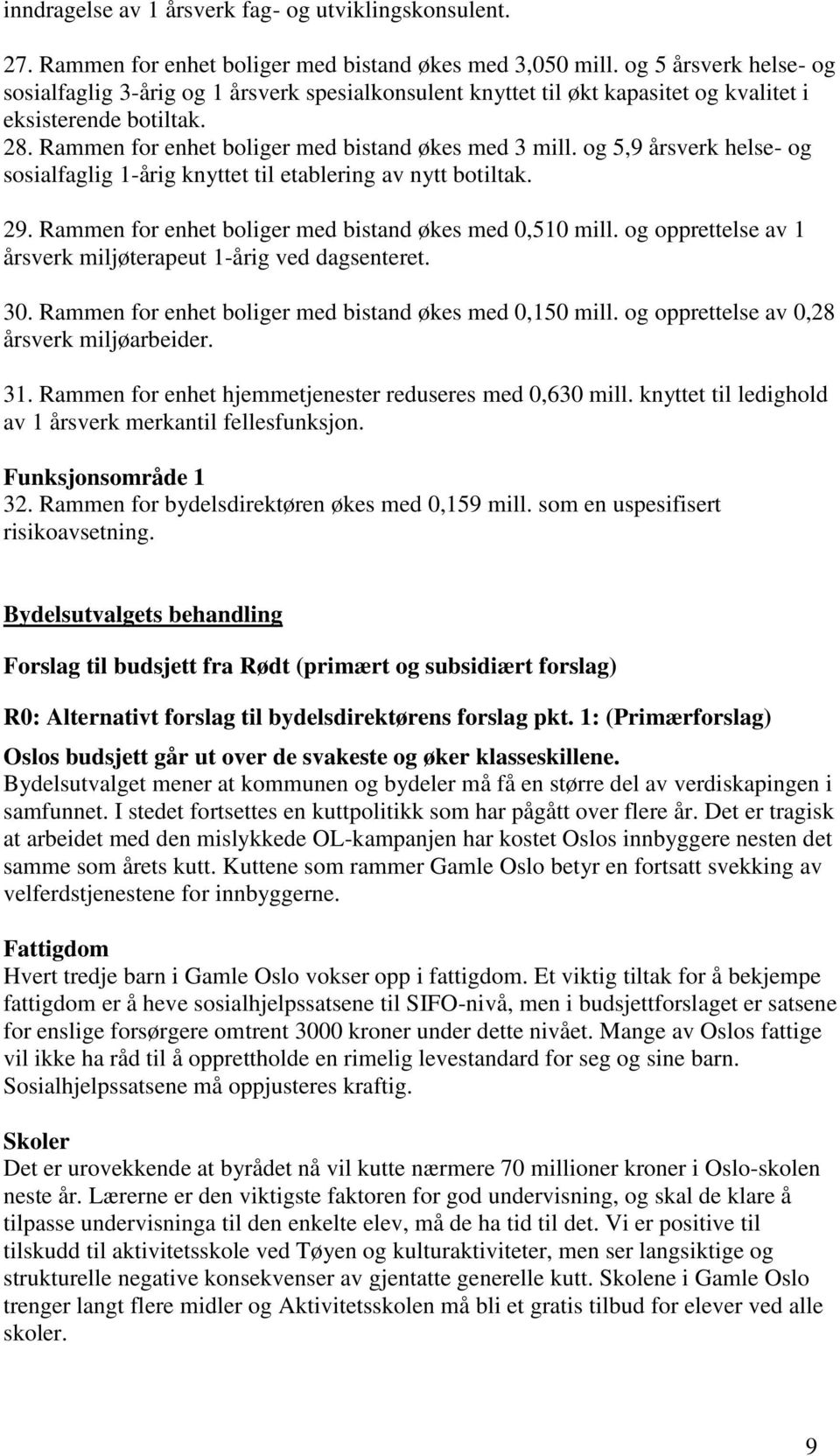 og 5,9 årsverk helse- og sosialfaglig 1-årig knyttet til etablering av nytt botiltak. 29. Rammen for enhet boliger med bistand økes med 0,510 mill.