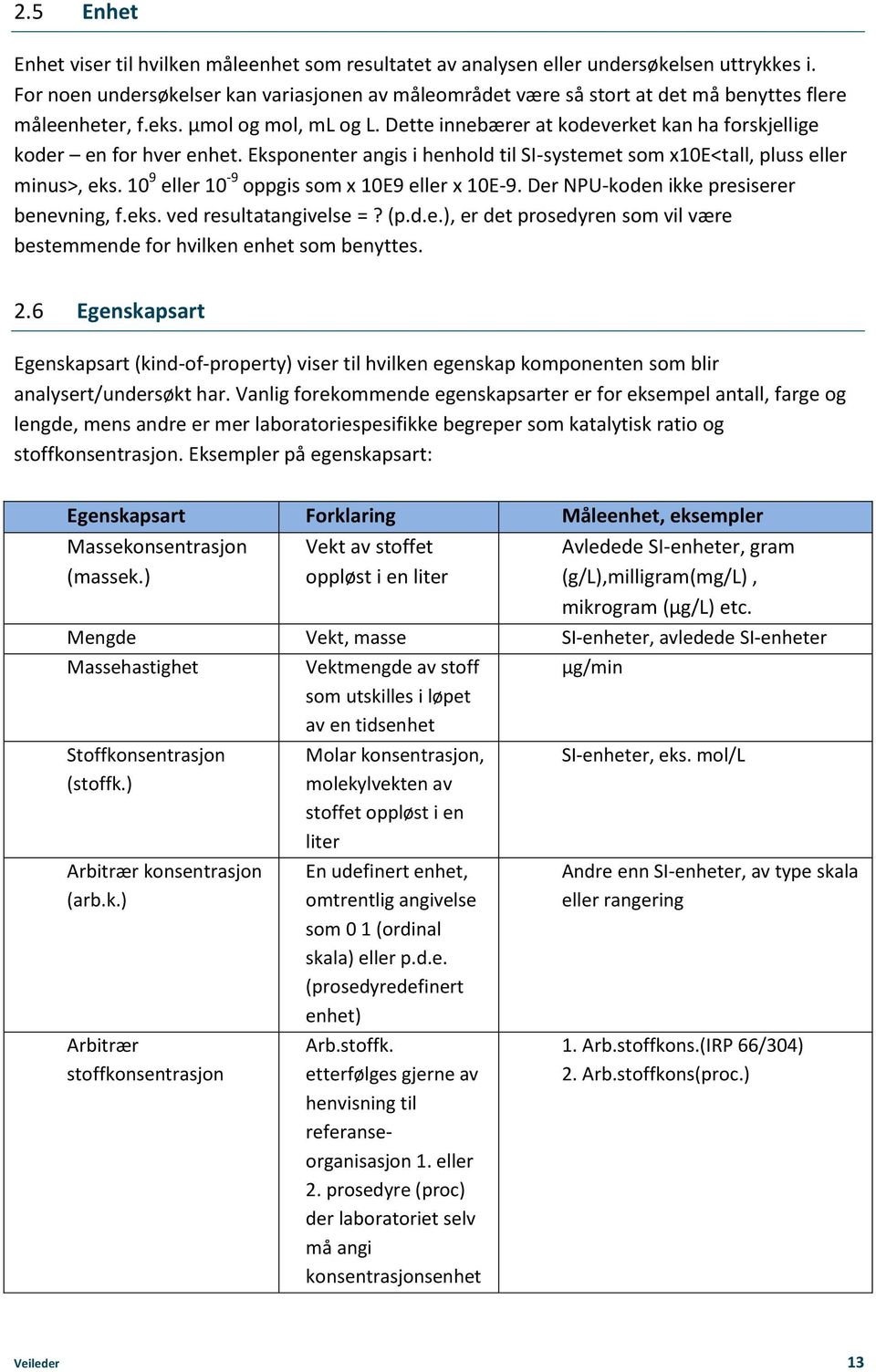 Dette innebærer at kodeverket kan ha forskjellige koder en for hver enhet. Eksponenter angis i henhold til SI-systemet som x10e<tall, pluss eller minus>, eks.