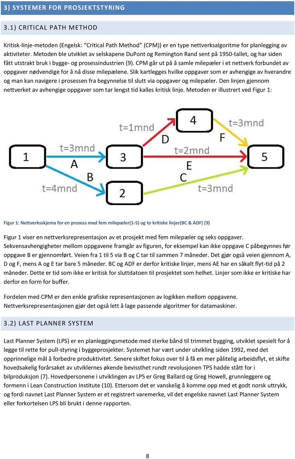 CPM går ut på å samle milepæler i et nettverk forbundet av oppgaver nødvendige for å nå disse milepælene.