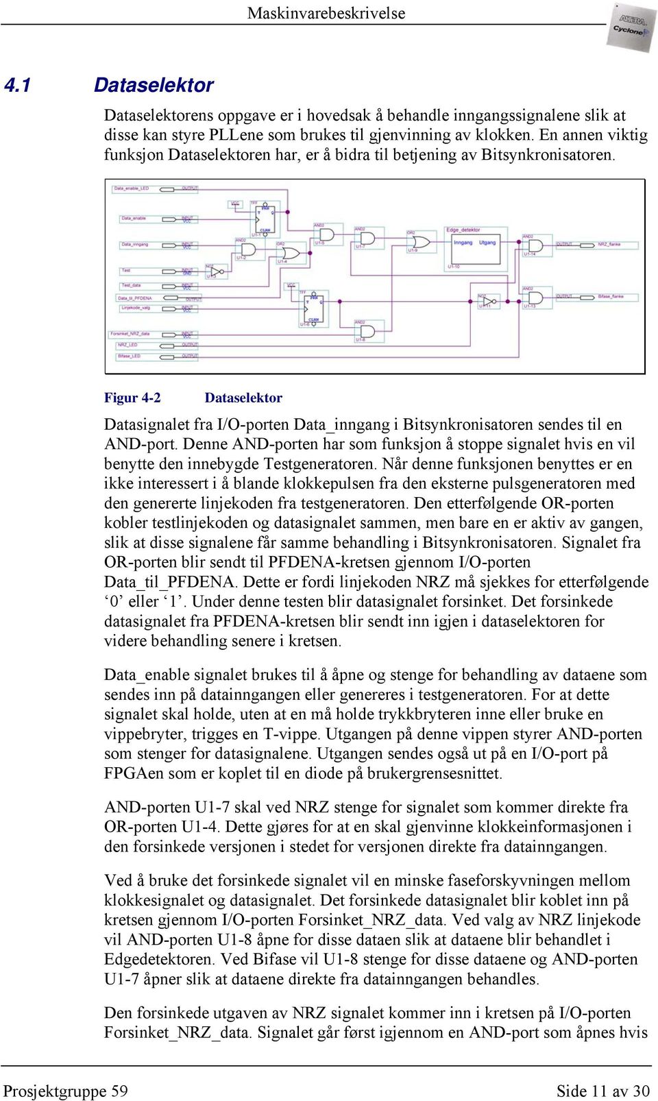 Figur 4-2 Dataselektor Datasignalet fra I/O-porten Data_inngang i Bitsynkronisatoren sendes til en AND-port.