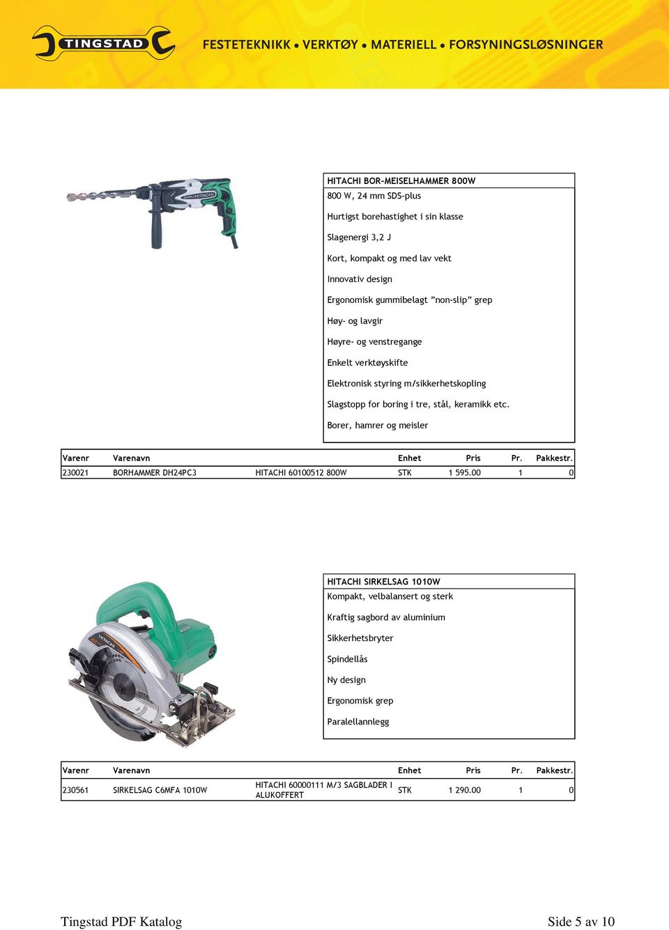 etc. Borer, hamrer og meisler 230021 BORHAMMER DH24PC3 HITACHI 60100512 800W STK 1595.