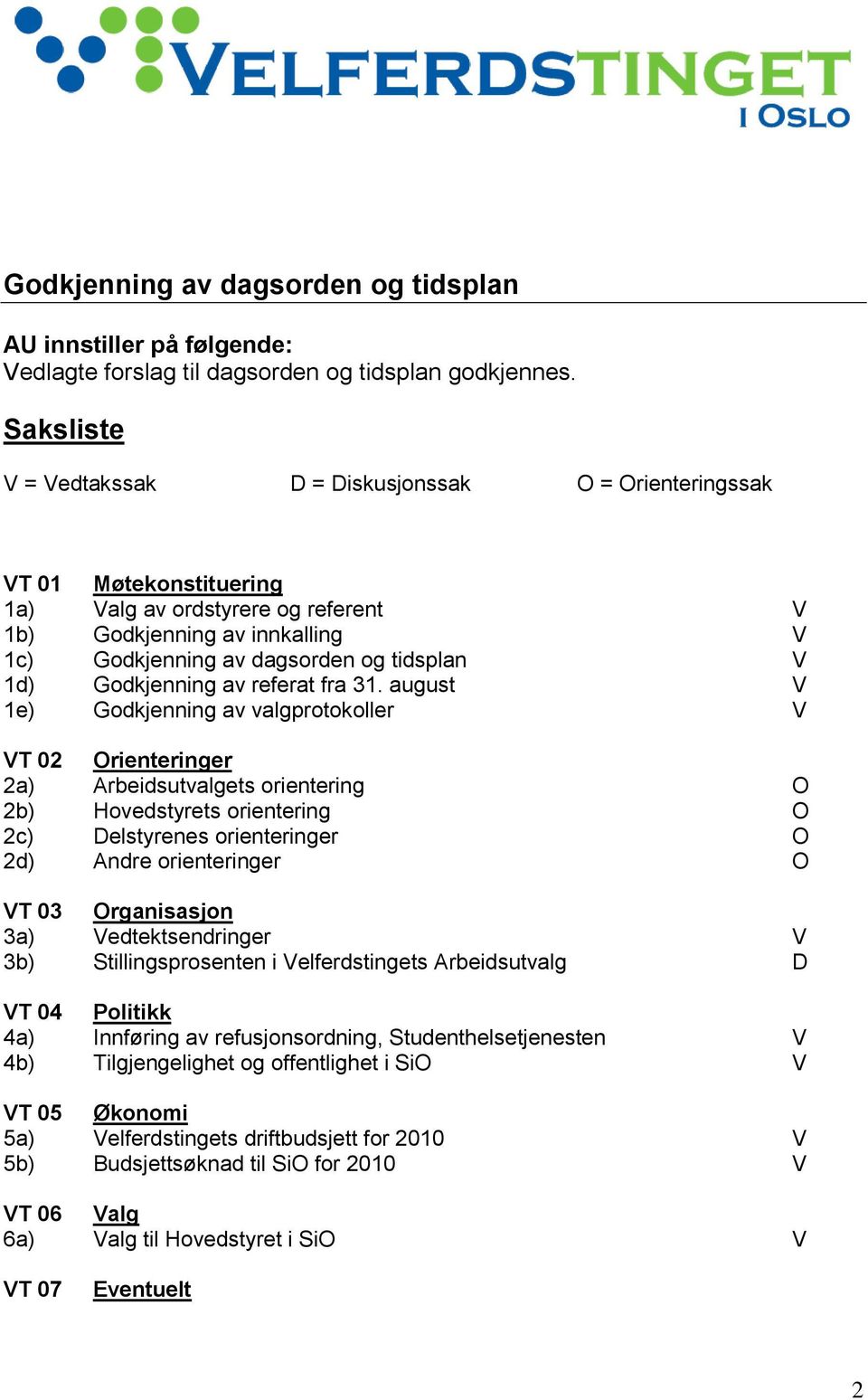 1d) Godkjenning av referat fra 31.