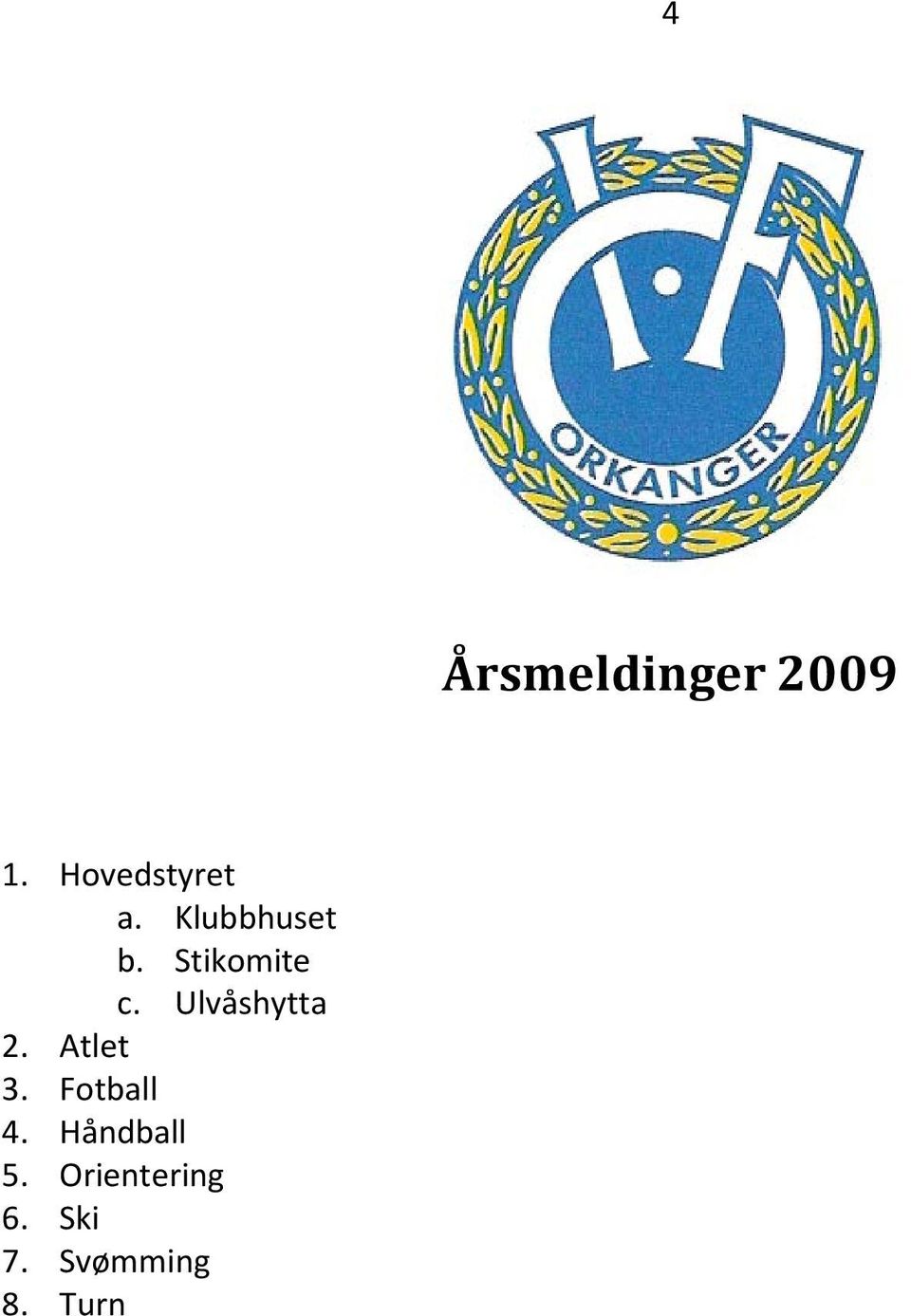 Ulvåshytta 2. Atlet 3. Fotball 4.